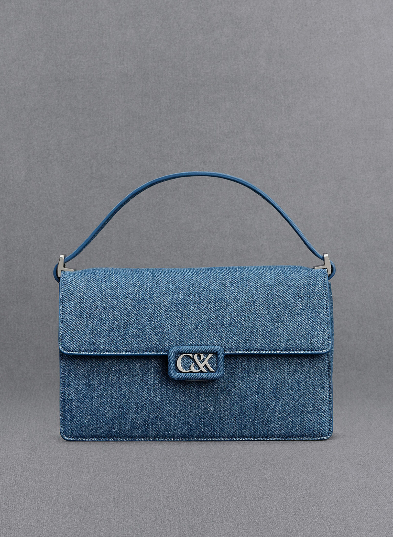 Denim Shoulder Bag, Blue, hi-res