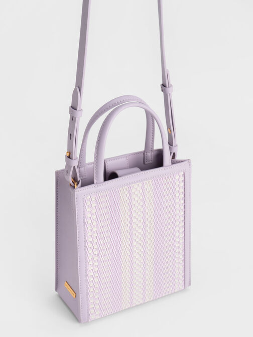 Woven Double Handle Tote Bag, Lilac, hi-res