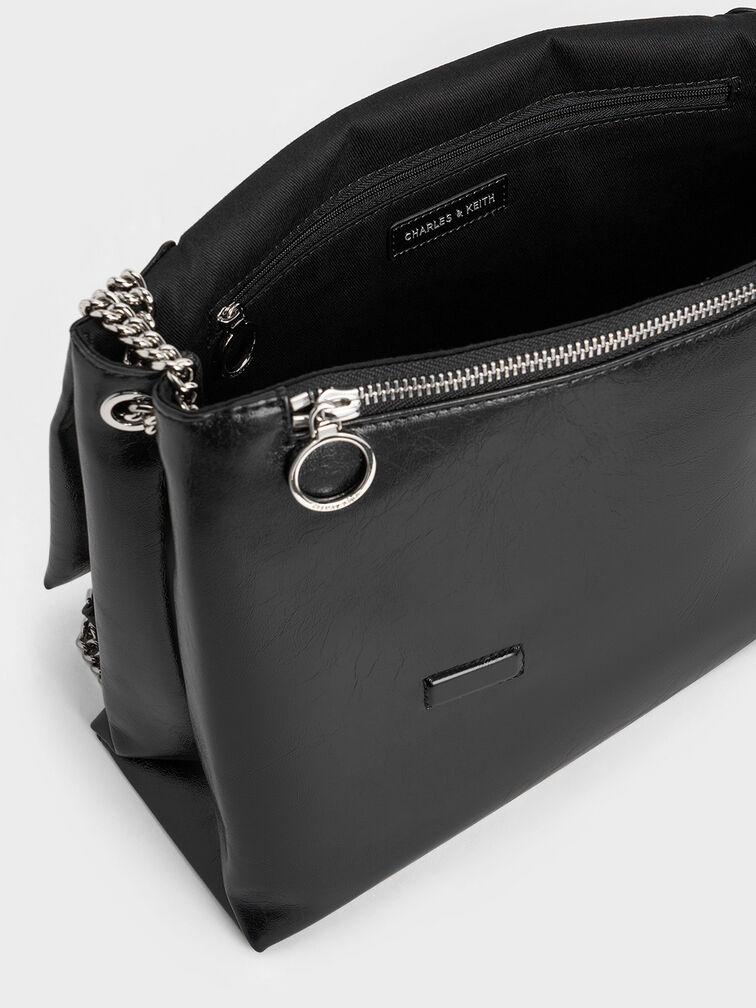 Sianna Chain-Handle Shoulder Bag, Black, hi-res