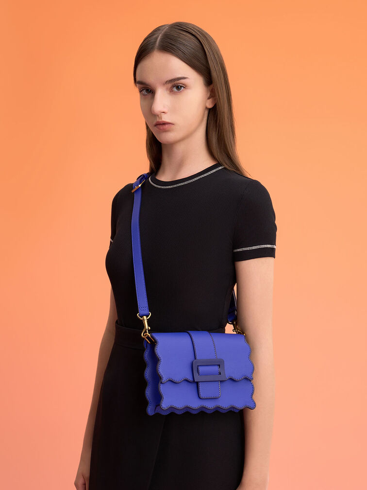 Waverly Scallop-Trim Bag, Cobalt, hi-res