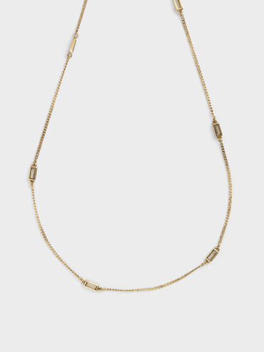 Crystal-Embellished Matinee Necklace, Sand, hi-res