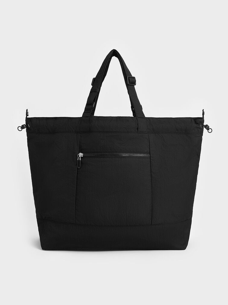 Bolso tote reversible Terra de nylon, Noir, hi-res