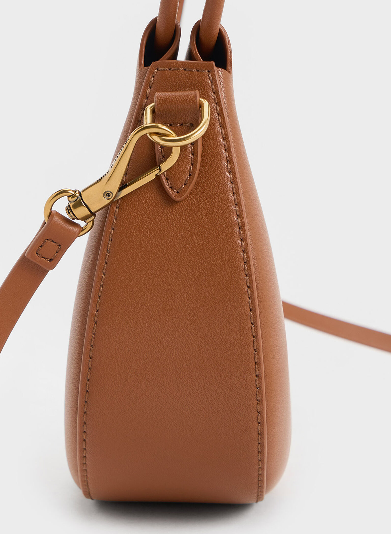 Elora Curved Top Handle Bag, Tan, hi-res