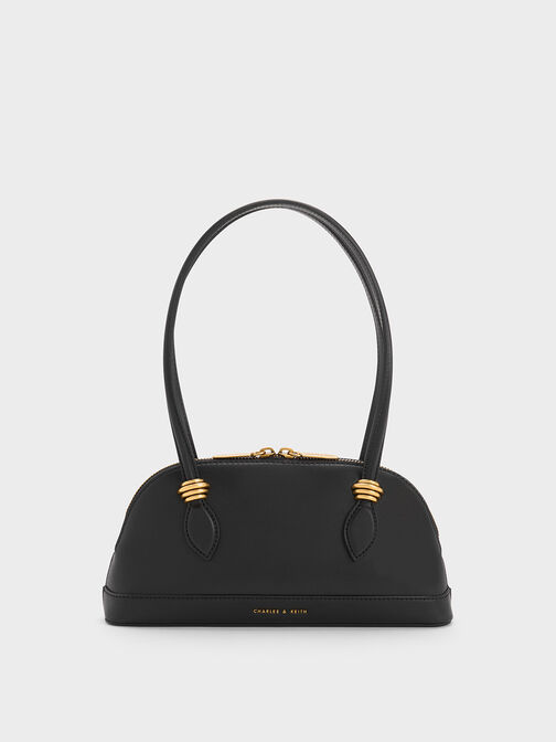 Trudy Elongated Handle Shoulder Bag, Black, hi-res