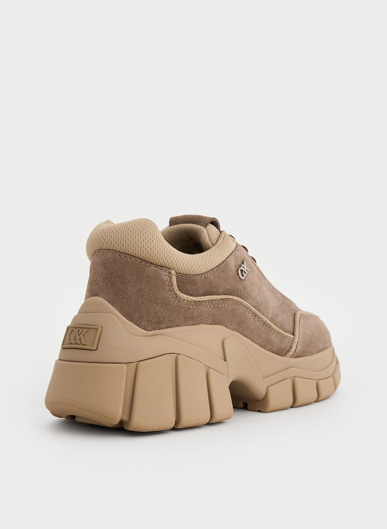 Yunna Suede & Recycled Fabric Chunky Sneakers, Taupe, hi-res