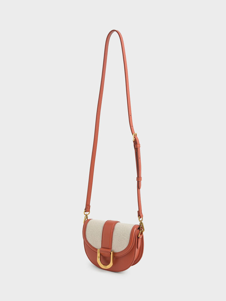 Mini Gabine Two-Tone Saddle Bag​, Brick, hi-res