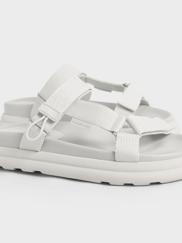 Polyester Velcro Strap Sports Sandals, Chalk, hi-res