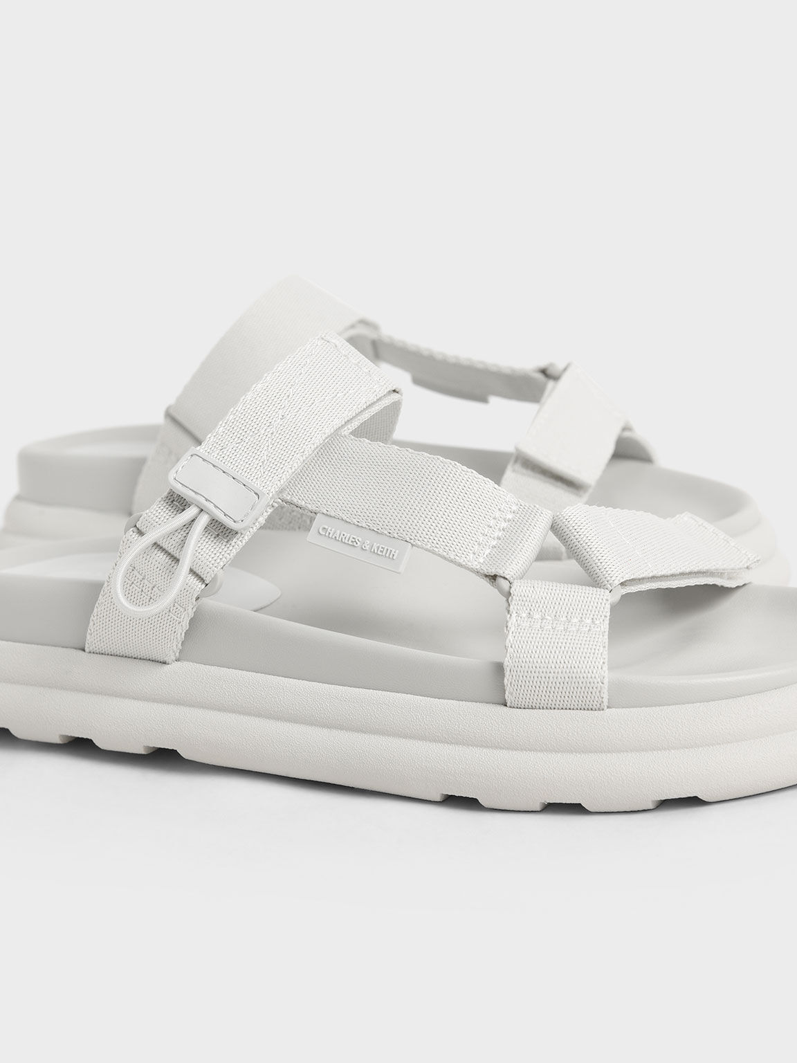Polyester Velcro Strap Sports Sandals, Chalk, hi-res