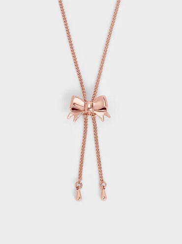 Paige Ribbon Necklace, Rose Gold, hi-res