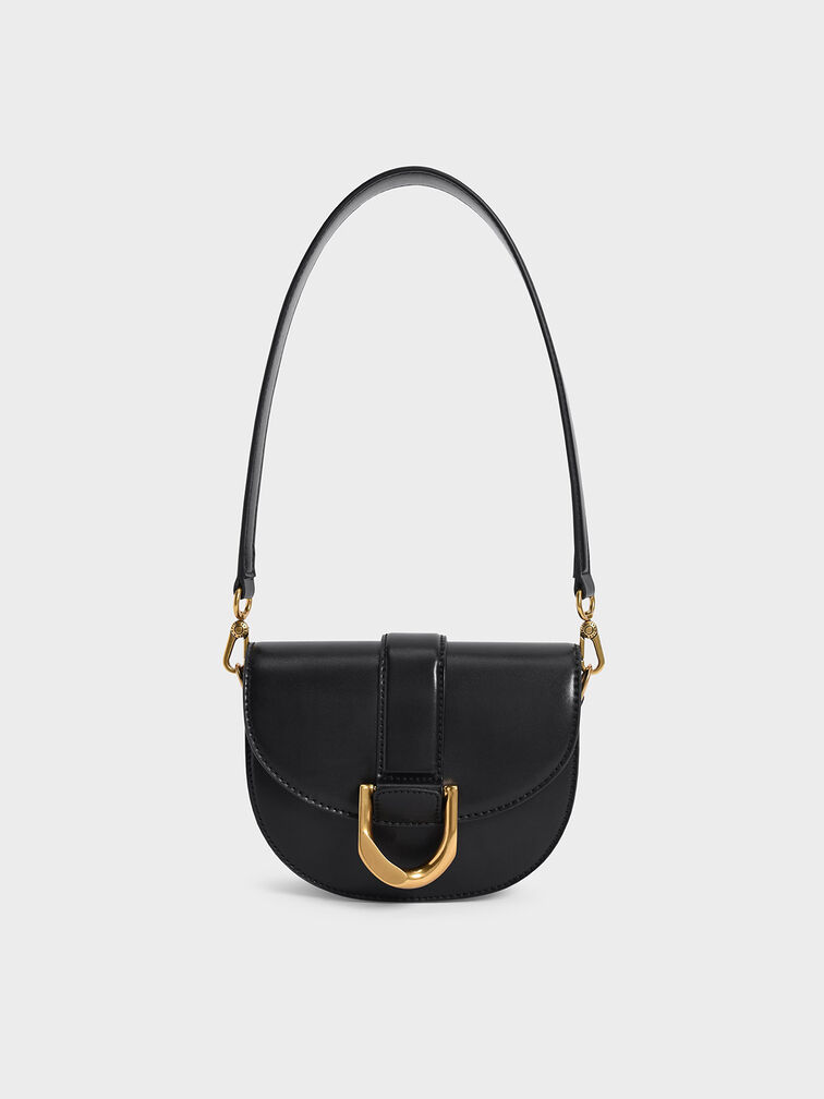 Black Gabine Saddle Bag, CHARLES & KEITH