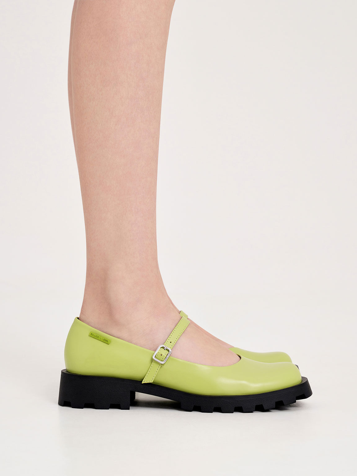 Rounded Square-Toe Mary Janes, Lime, hi-res