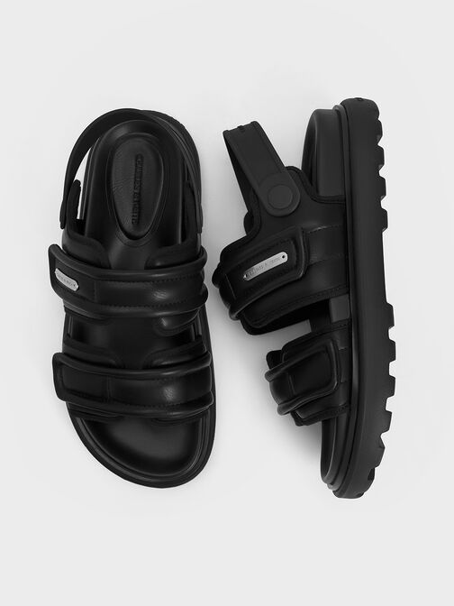 Romilly Puffy Sports Sandals, Black, hi-res