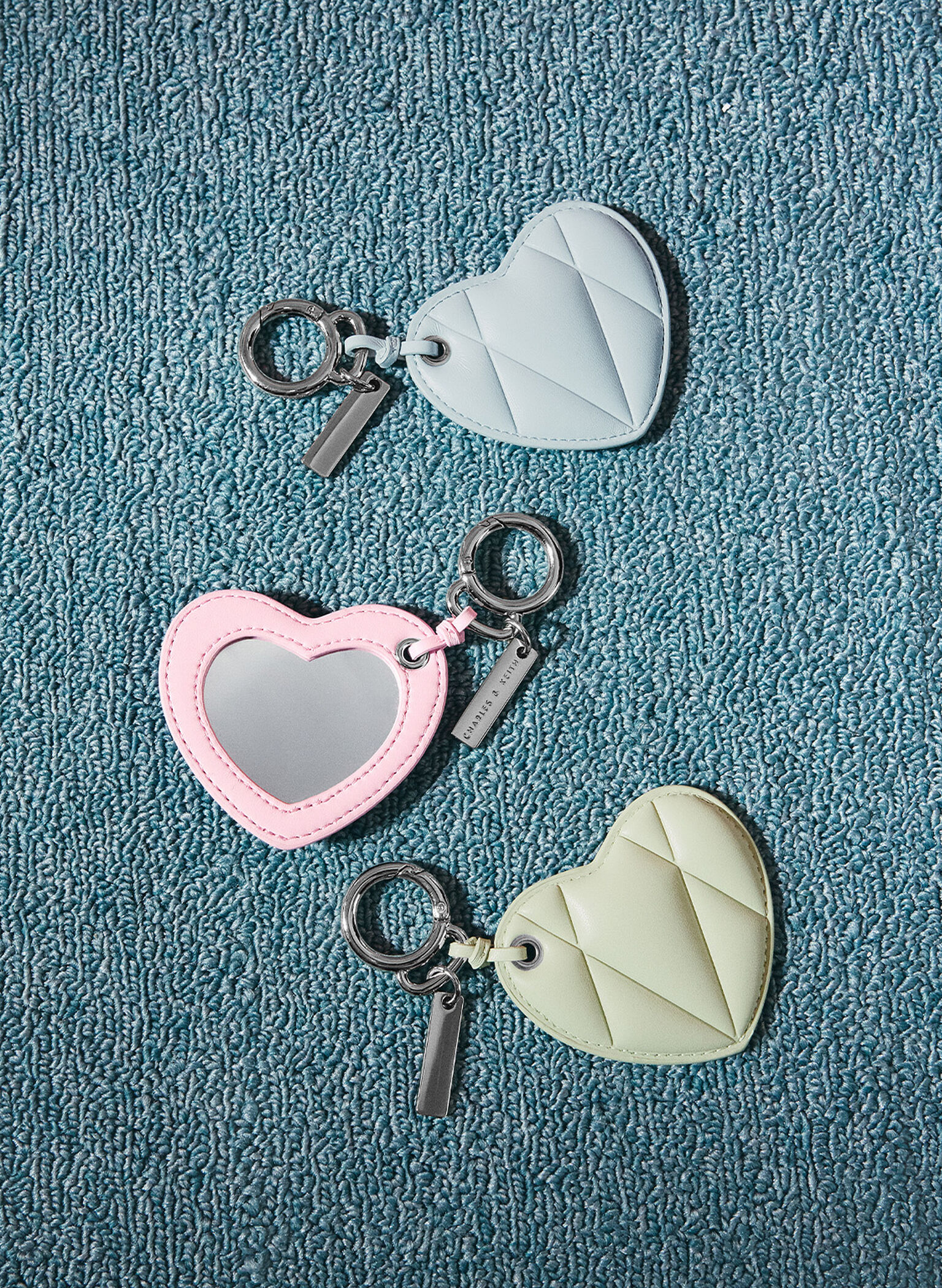 Heart Quilted Mirror Charm, Matcha Green, hi-res