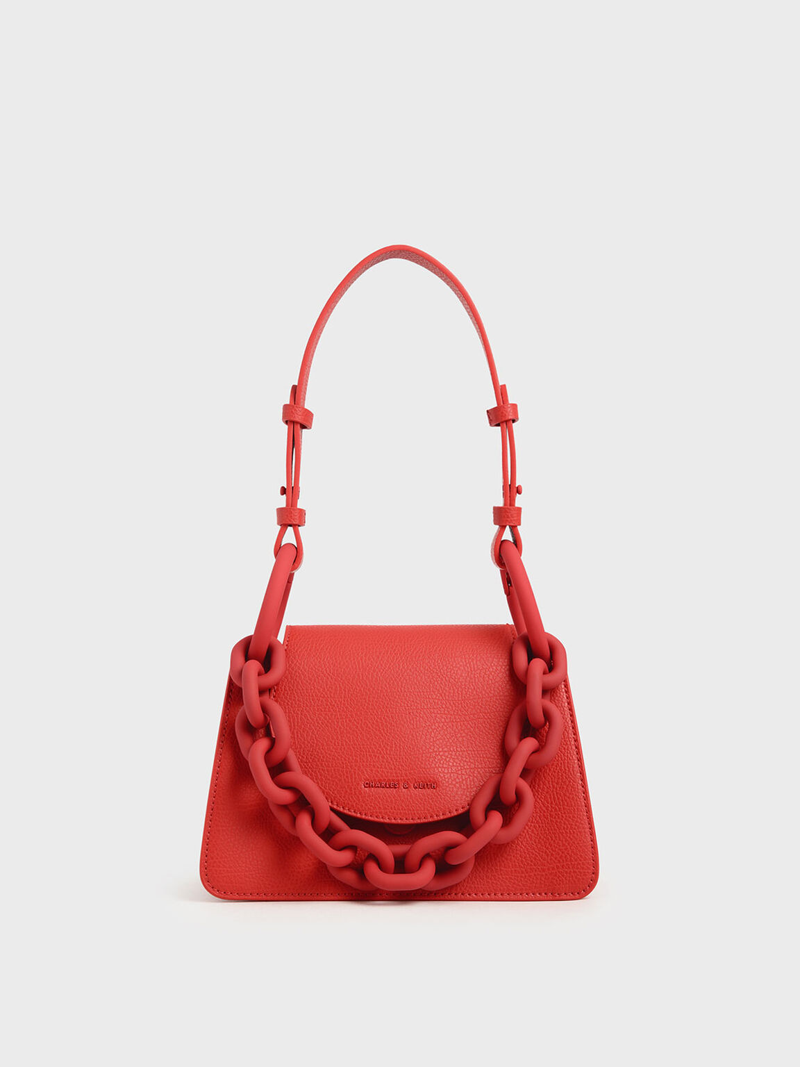 Red Chunky Chain Link Small Shoulder Bag Charles Keith Sg