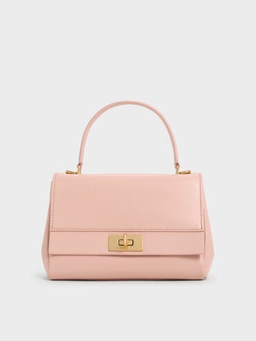 Lennie Chain-Strap Top Handle Bag, Light Pink, hi-res