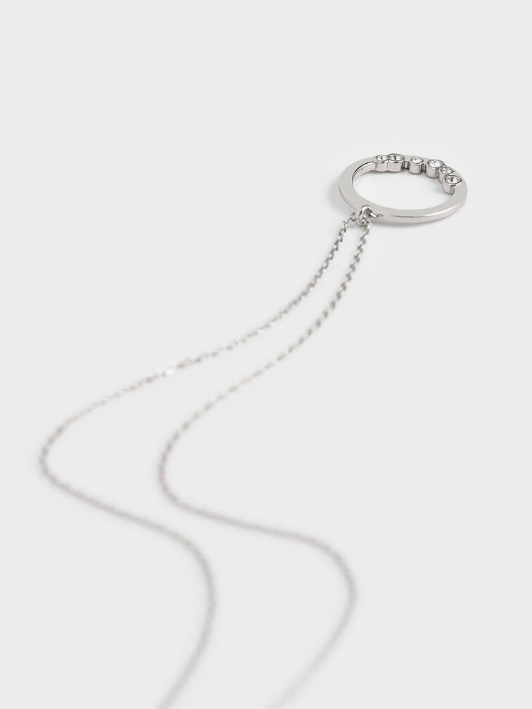 Silver Swarovski® Crystal Studded Pendant Necklace - CHARLES & KEITH US