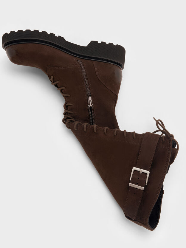 Darian Faux Suede Knee-High Boots, Dark Brown Textured, hi-res
