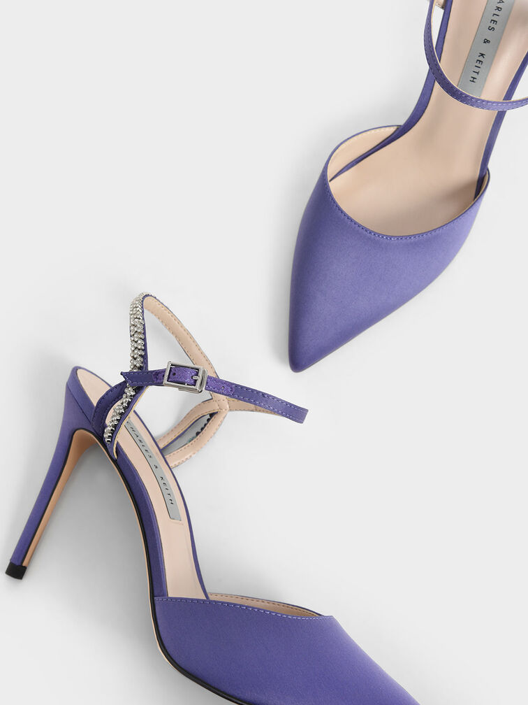 Embellished Back Strap Court Shoes, Purple, hi-res