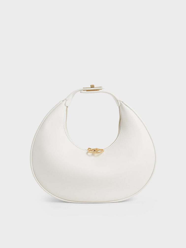 Bolso Hobo Crescent, Blanco, hi-res