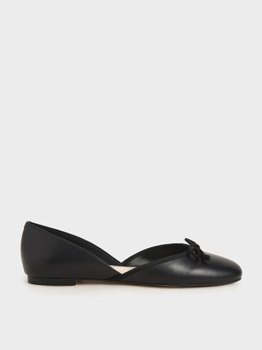 Bow D'Orsay Flats, Black, hi-res