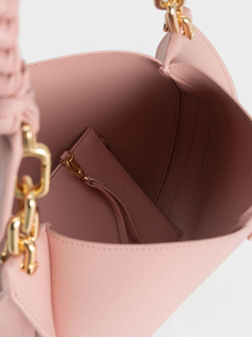 Cleona Braided Handle Shoulder Bag, Light Pink, hi-res