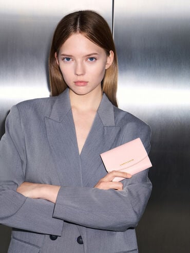 Briony Curved Flap Wallet, Light Pink, hi-res