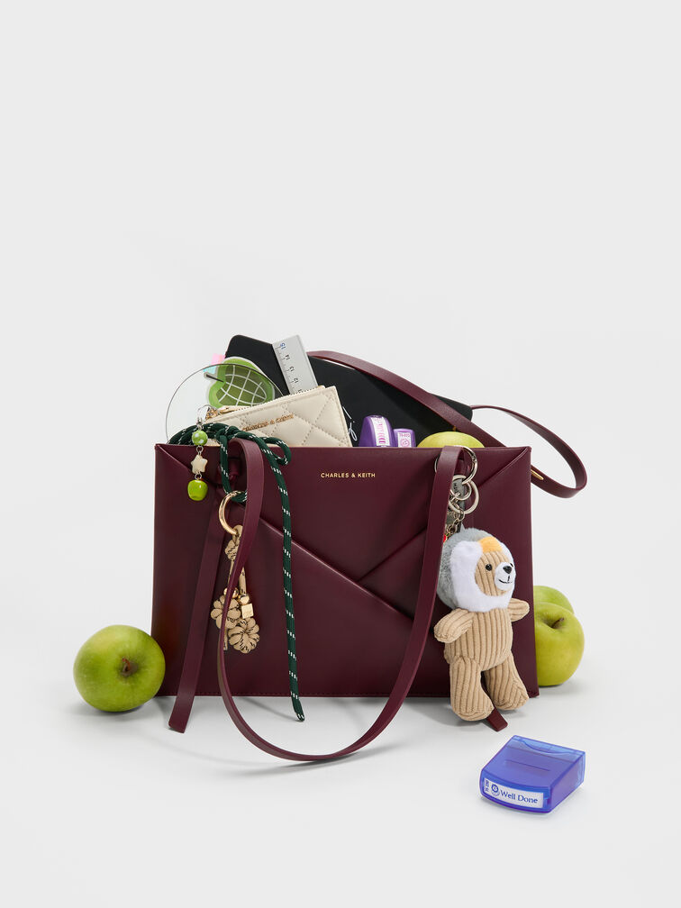 Midori 綁結手提托特包, 深紅酒莓, hi-res