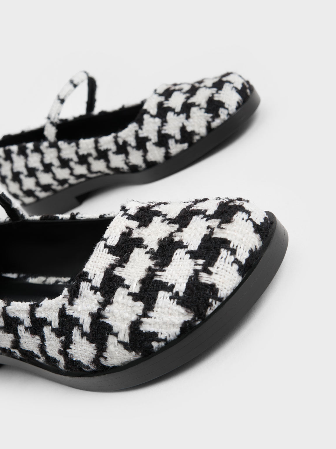 Metallic Accent Tweed Mary Janes, White, hi-res