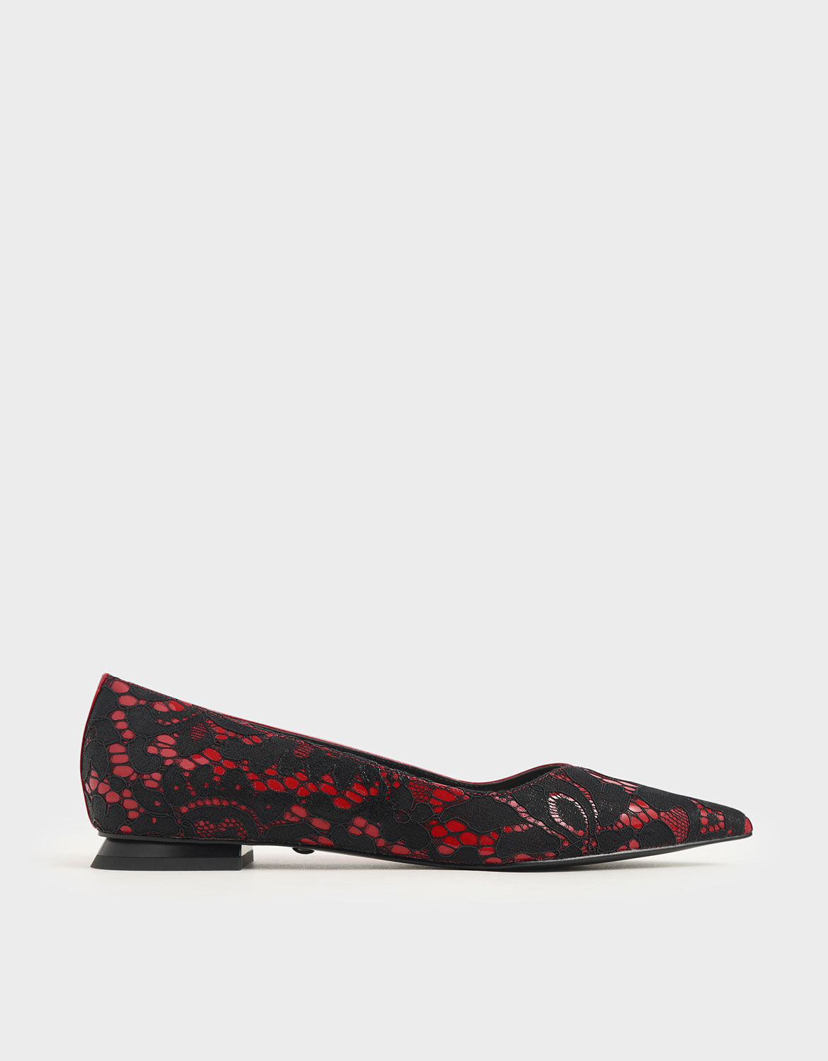Red Patent Leather Lace Ballerina Flats 