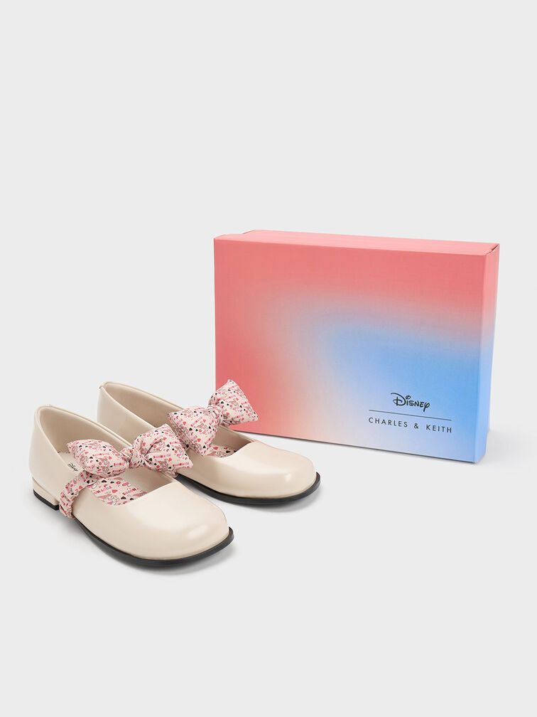 CHARLES ＆ KEITH 迪士尼優獸大都會系列：兒童澎澎蝴蝶結娃娃鞋, 奶油色, hi-res