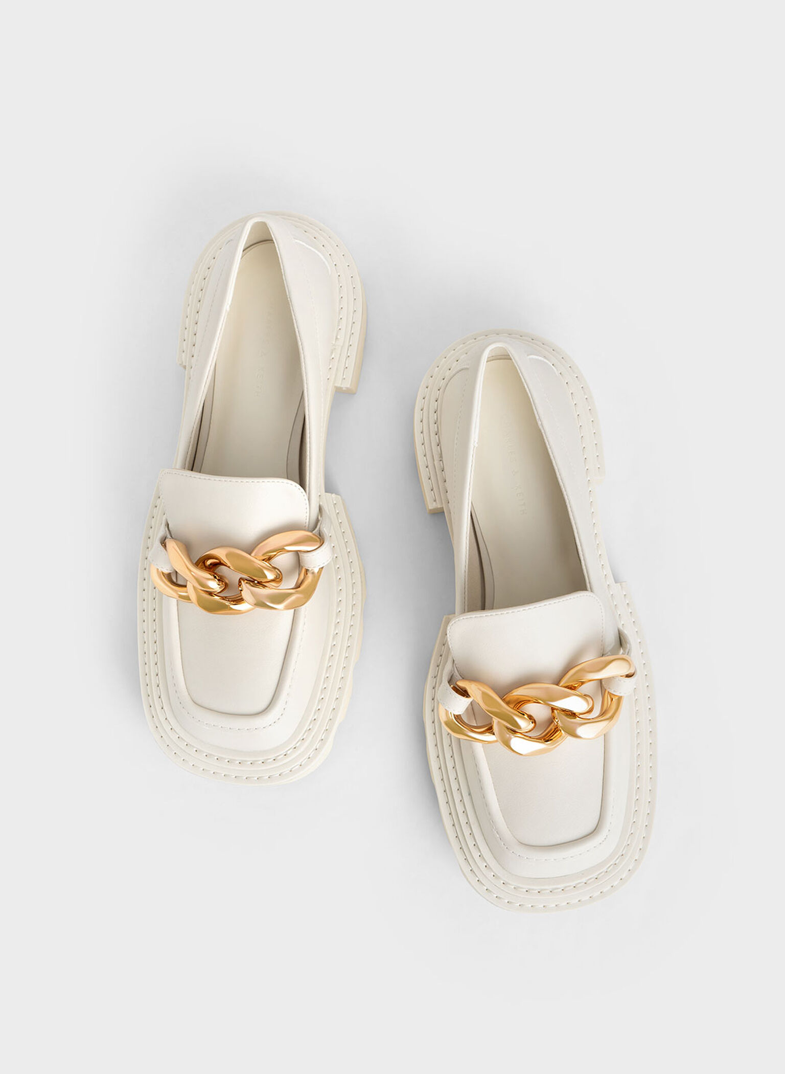 Perline Chunky Chain Loafers, Chalk, hi-res