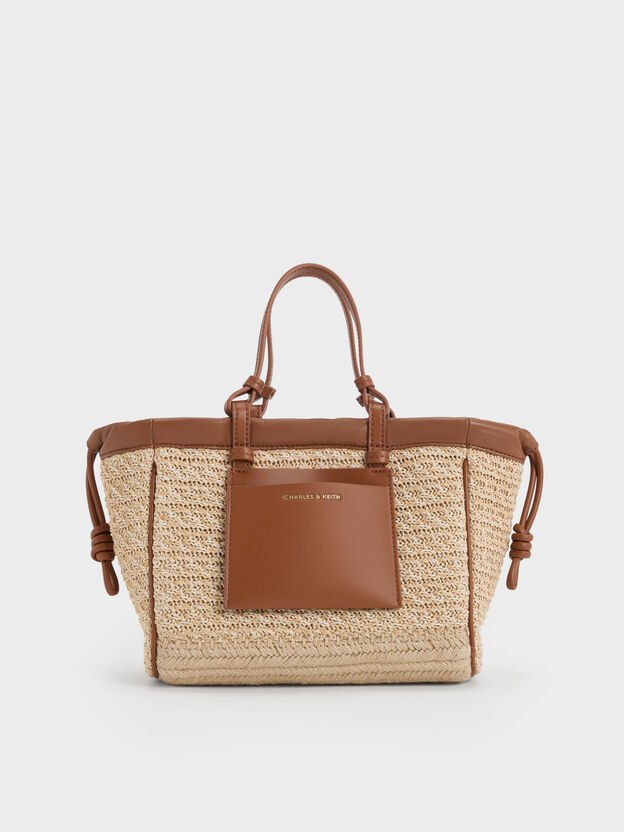 Babylon Raffia Drawstring Tote Bag, Multi, hi-res