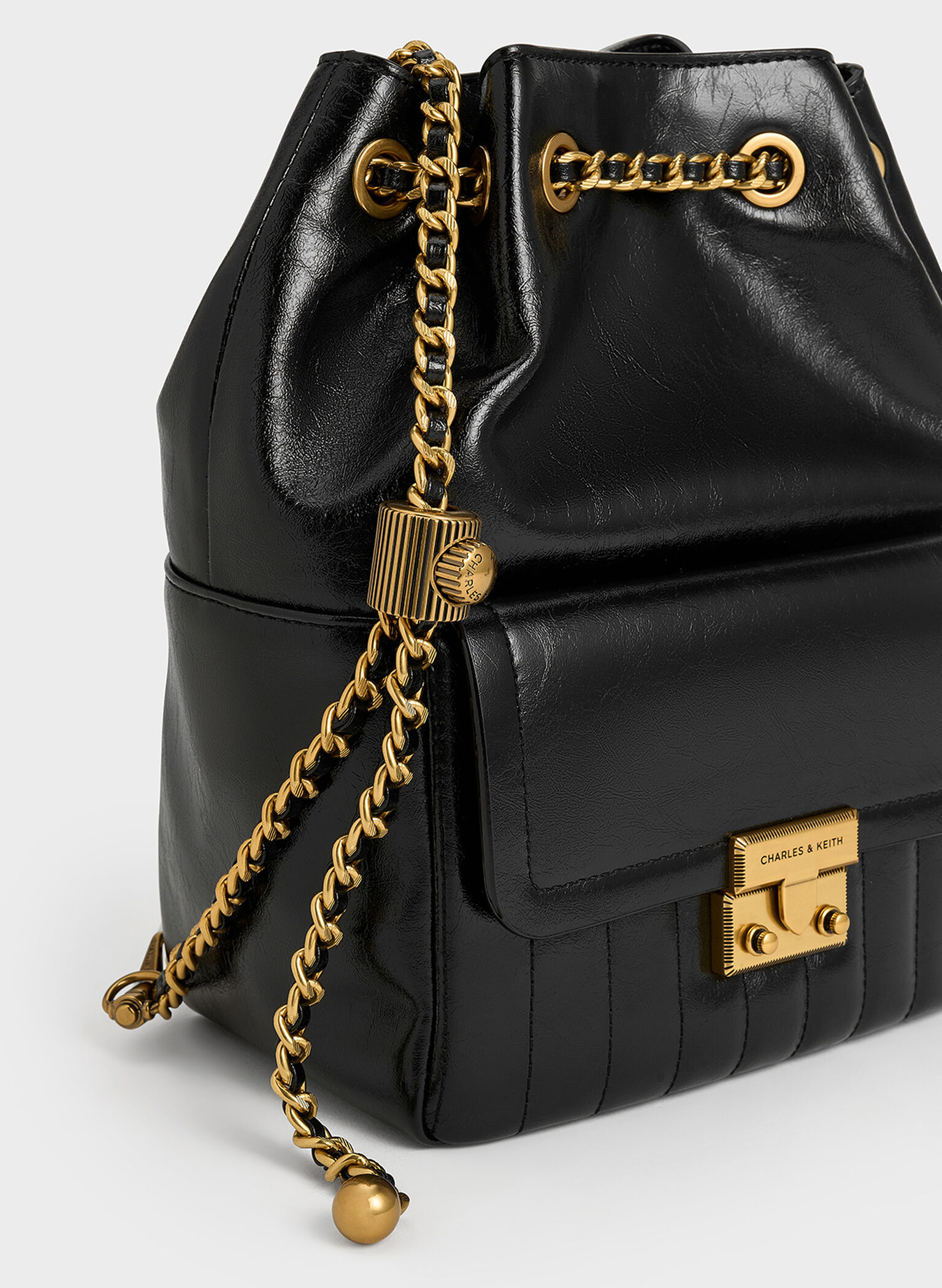 Mochila Donna de efecto arrugado, Negro, hi-res