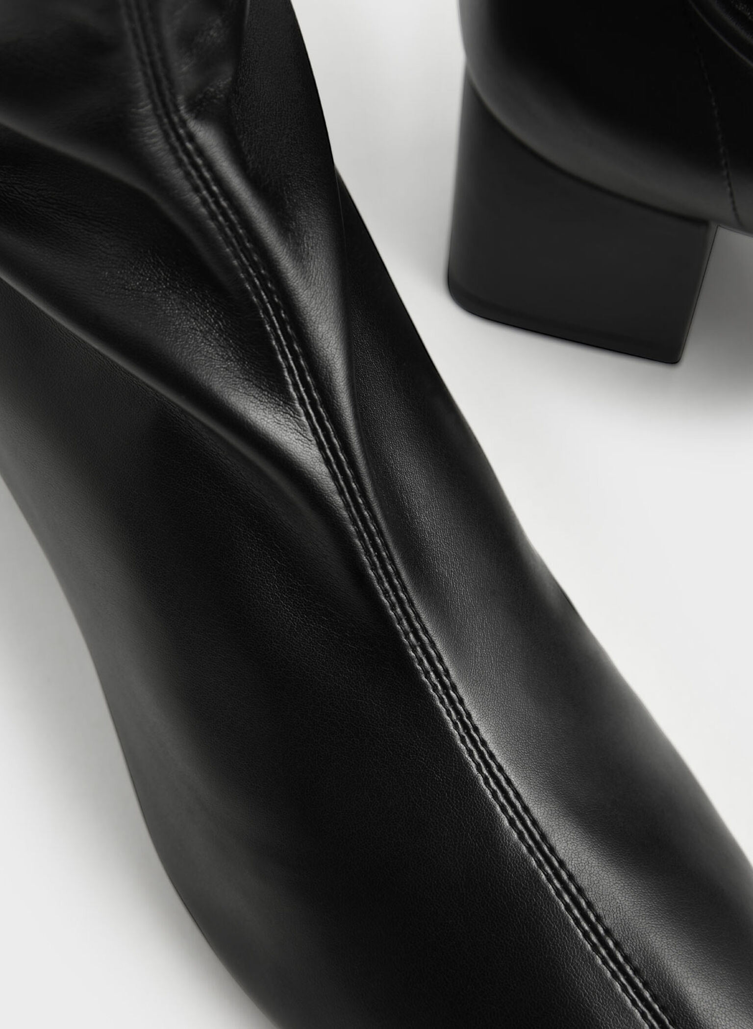 Block Heel Knee Boots, Black, hi-res