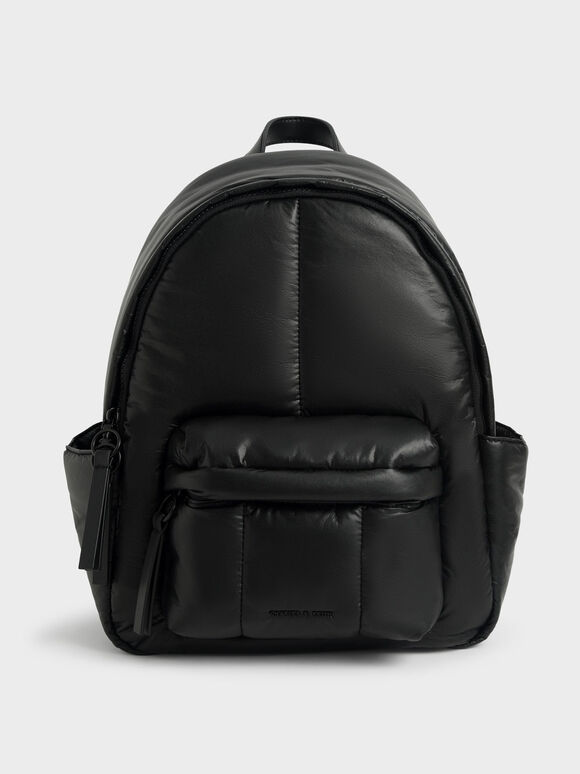 Lin Large Puffy Backpack, Matte Black, hi-res