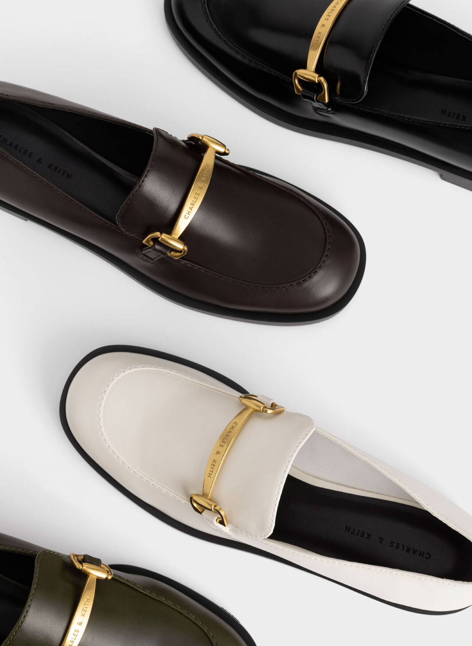 Metallic Accent Loafers, Black, hi-res