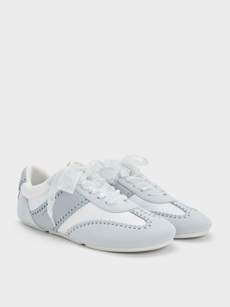 Baskets en dentelle transparente à motif cœur Cece, Bleu Clair, hi-res