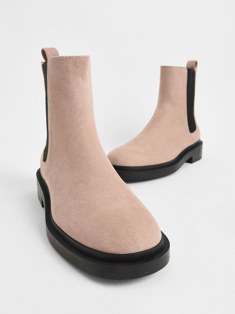 Textured Chelsea Block-Heel Boots, Nude, hi-res