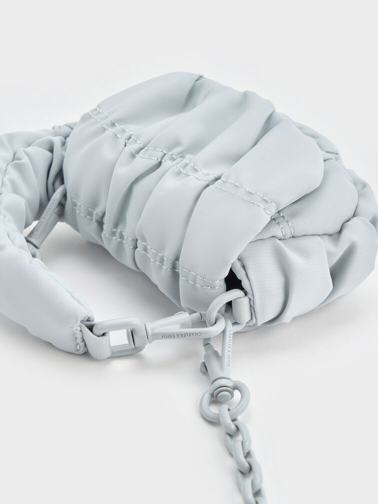 Klio Nylon Ruched Micro Bag Charm, Sea Salt Blue, hi-res