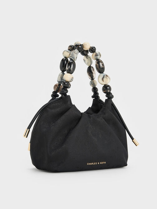 Bolso Aviary con asa decorada de cuentas Jacquard, Negro, hi-res