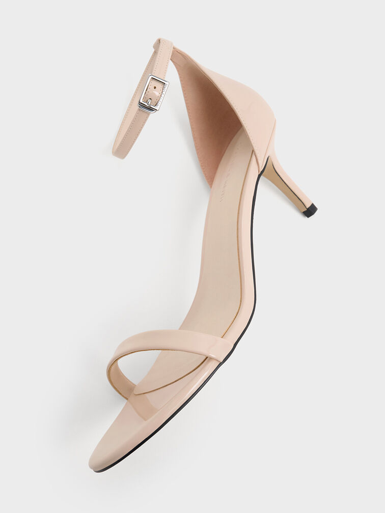 Patent Stiletto-Heel Ankle-Strap Sandals, Nude, hi-res