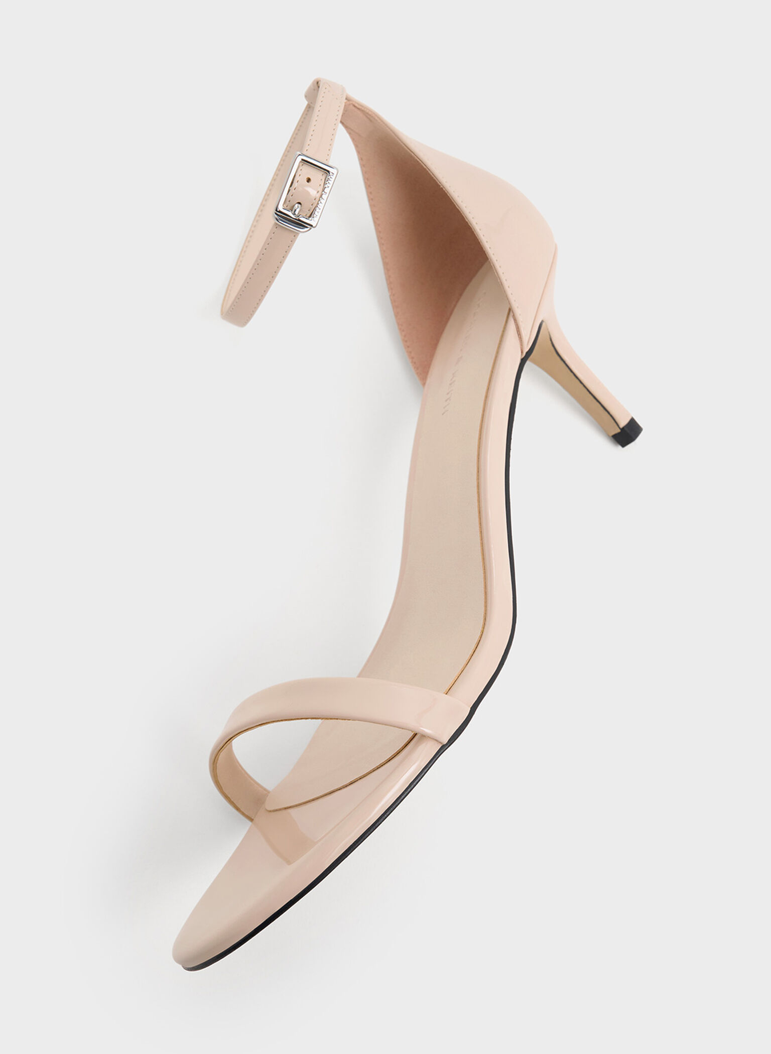 Patent Stiletto-Heel Ankle-Strap Sandals, Nude, hi-res