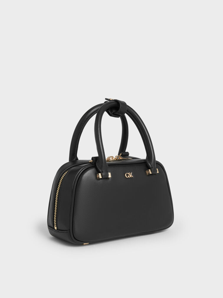 Bolsa de boliche de couro, Black, hi-res