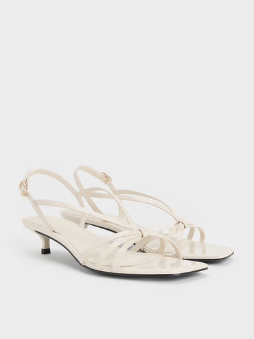 Sandalias de charol con tiras y tacón kitten, Blanco tiza, hi-res