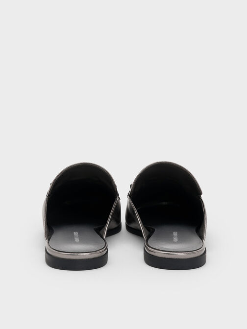 Leslie Metallic Mules, Pewter, hi-res