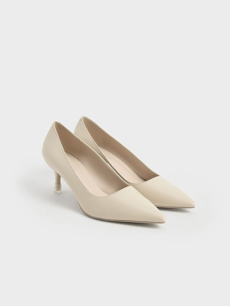 Mid Heel Pointed Toe Pumps, Chalk, hi-res