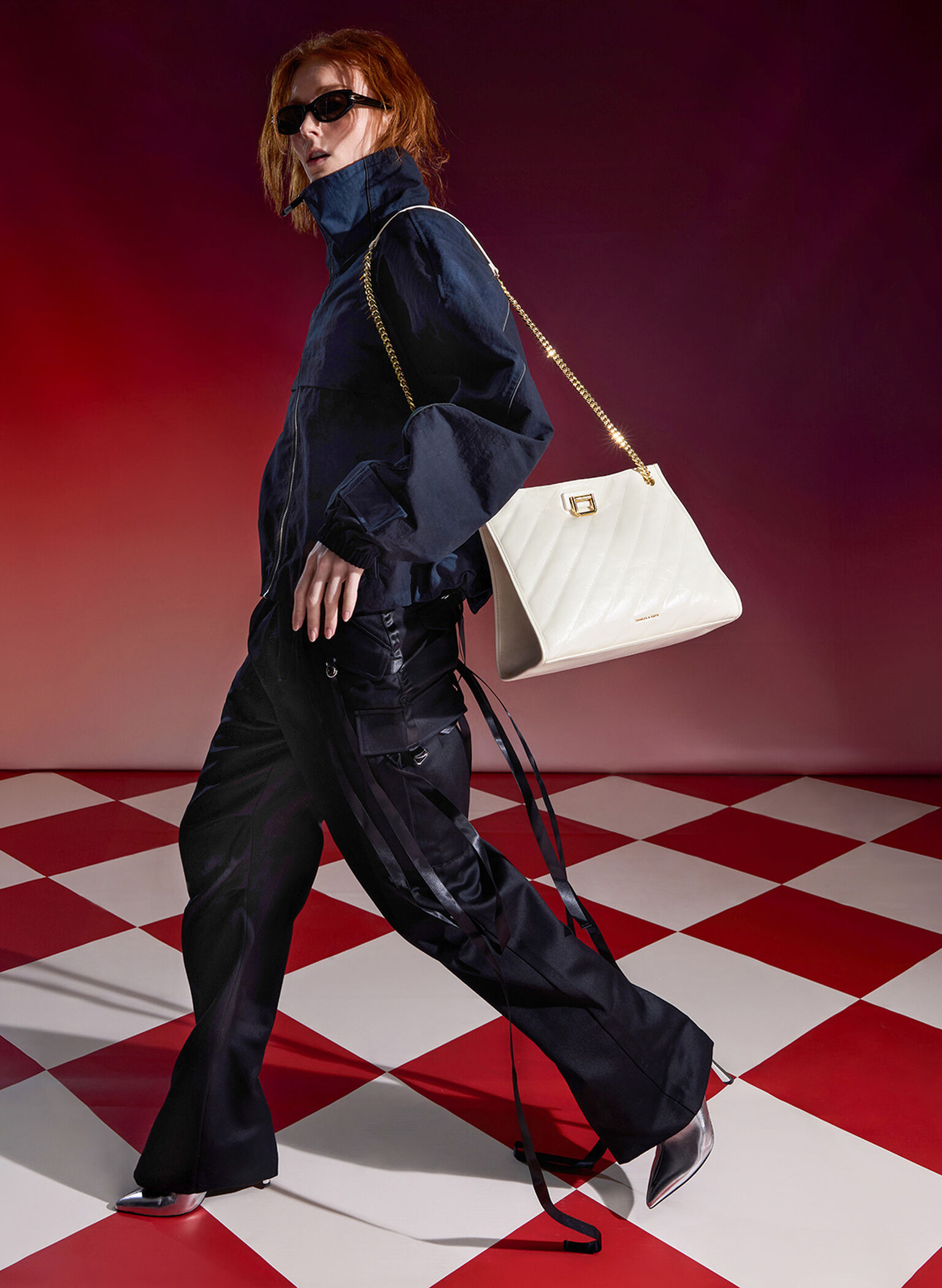 Neva Panelled Chain-Strap Tote Bag, Cream, hi-res