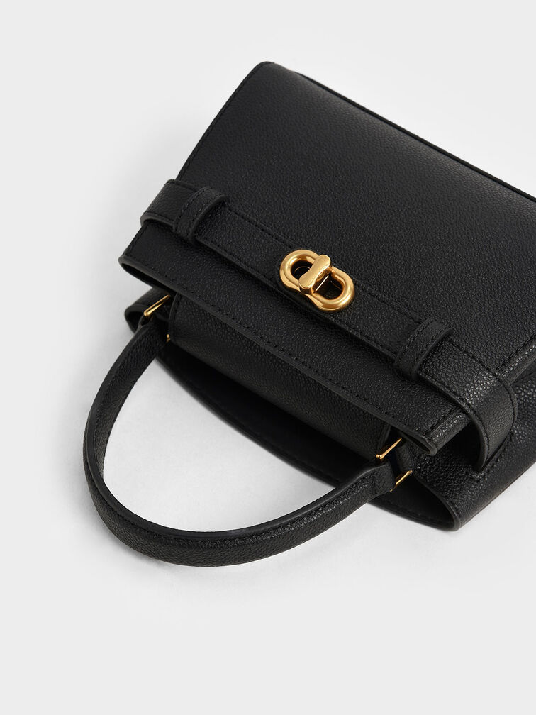 Black Aubrielle Metallic-Buckle Top Handle Bag - CHARLES & KEITH PH