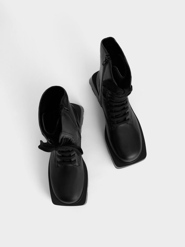 Sabra Lace-Up Ankle Boots, Black, hi-res