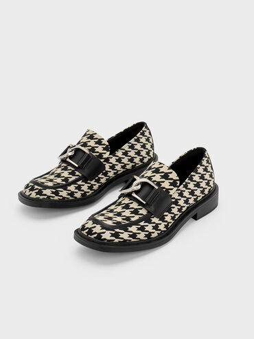 Gabine Leather Houndstooth Loafers, Multi, hi-res